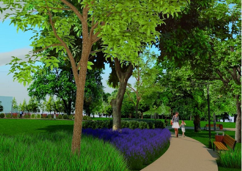Wizualizacja odrestaurowanego parku w Kaźmierzu