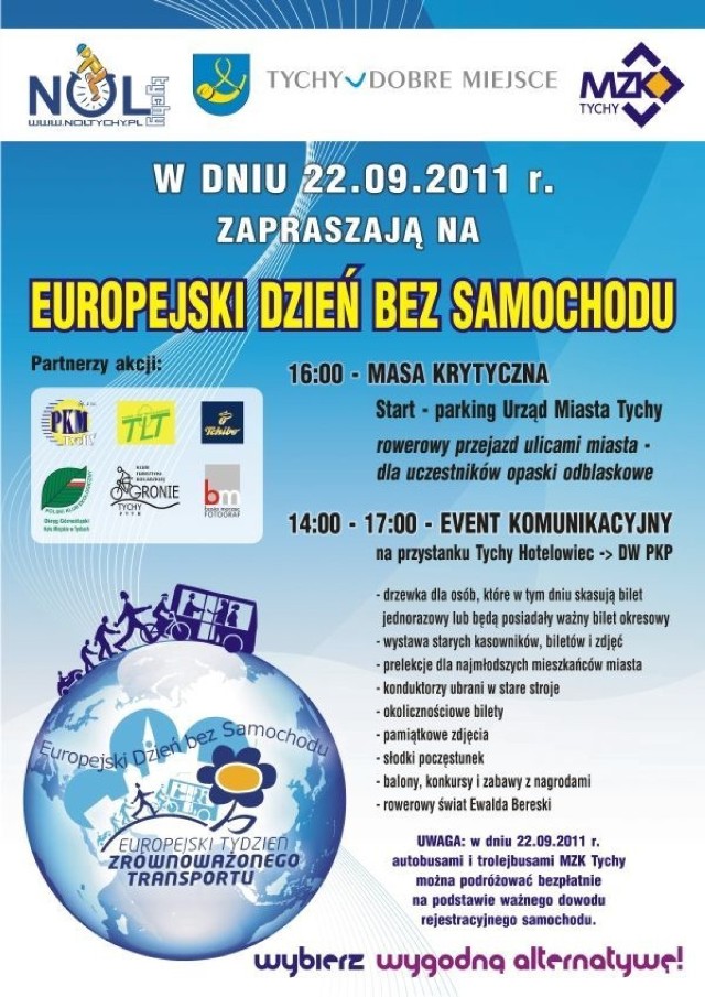 Plakat promujący tegoroczny Europejski Dzień Bez Samochodu w Tychach