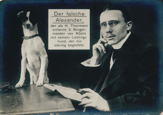 Heinrich Thormann i jego ukochany pies - pocztówka wyd. w Berlinie