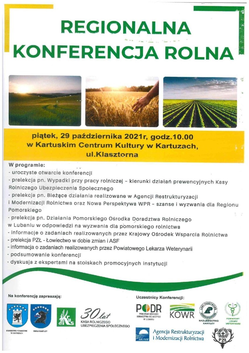 Regionalna Konferencja Rolna już 29 października w Kartuzach