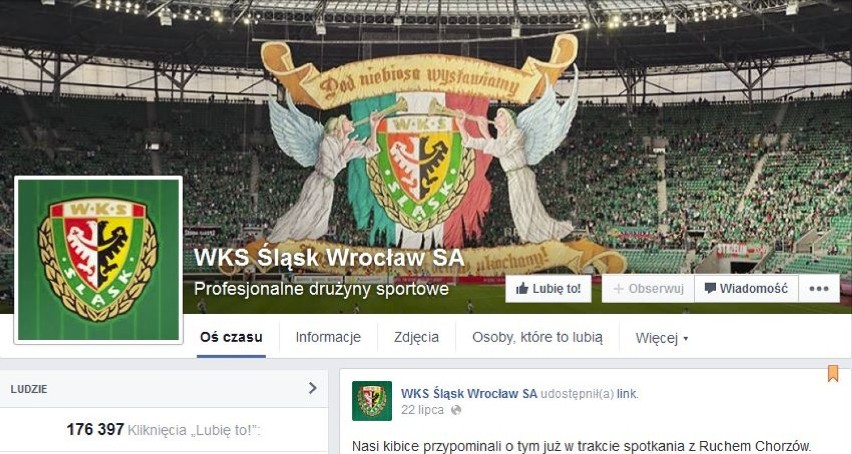 176 397 fanów

Śląsk Wrocław: Oficjalny profil na FB...