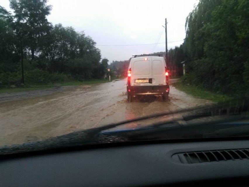 Burze w powiecie puławskim. Zalane drogi, połamane drzewa (ZDJĘCIA)