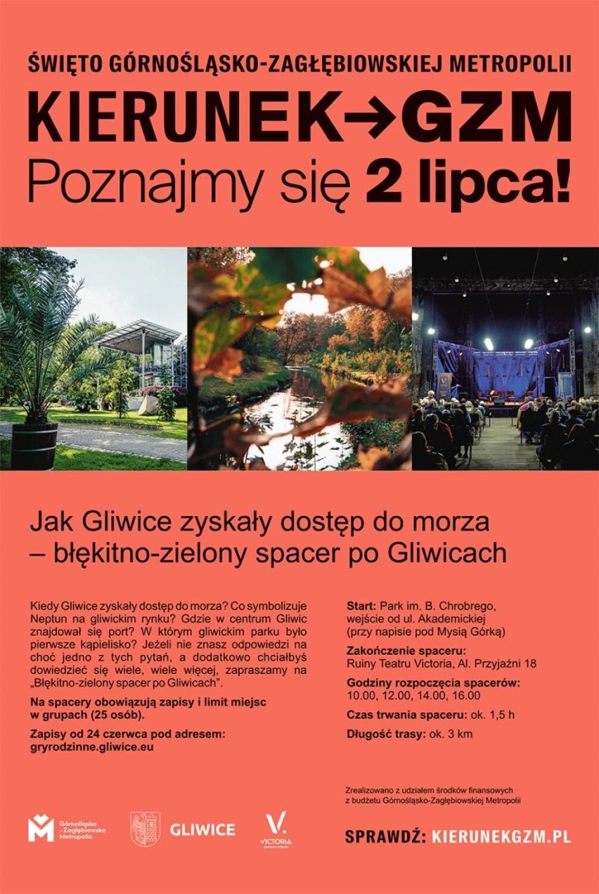 Spacery po Gliwicach - plakat wydarzenia.