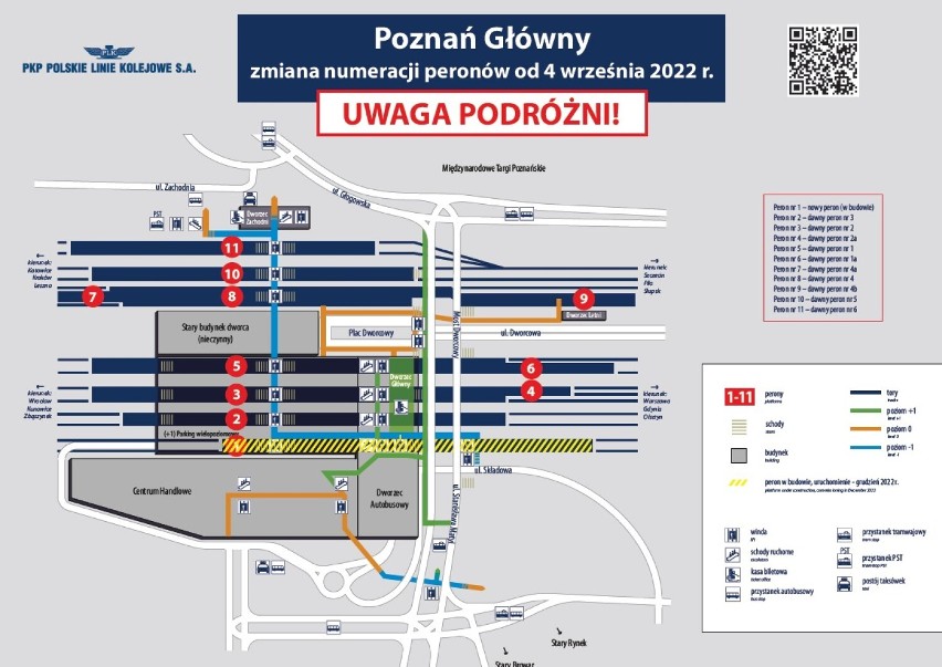 Uwaga pasażerowie podróżujący pociągiem przez Poznań. Zmiana numeracji peronów