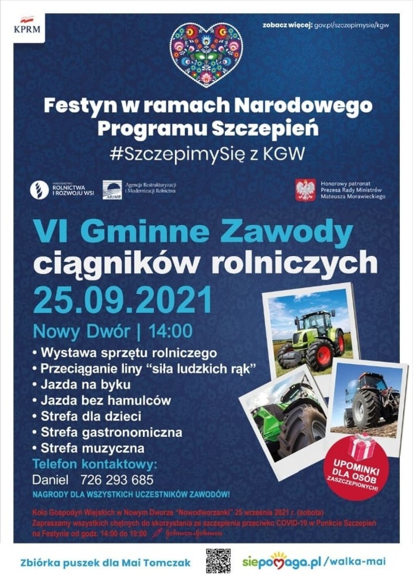 Nowy Dwór: Wybieracie się na VI Gminne zawody ciągników rolniczych? Festyn w ramach Narodowego Programu Szczepień. Zobaczcie program