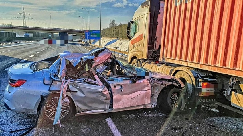 Wypadek na A4 w Krakowie