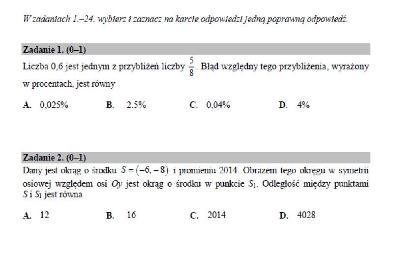 Matura z matematyki 16.12.2014 [ARKUSZE CKE]