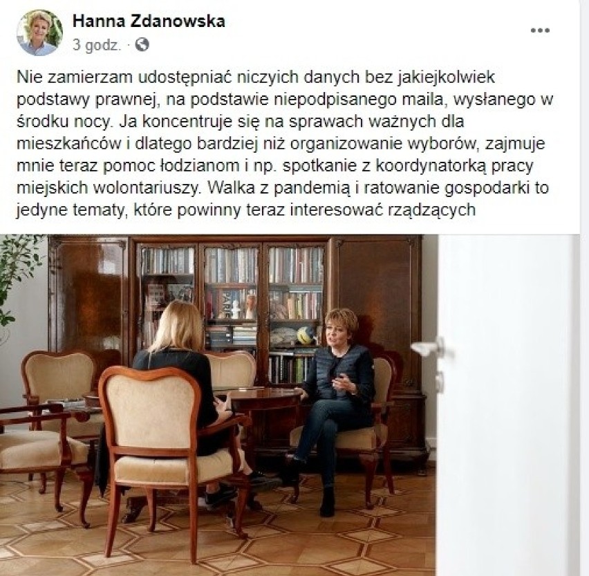 Łódź nie przekaże spisu wyborców Poczcie Polskiej. Taką decyzję podjęła prezydent miasta Hanna Zdanowska
