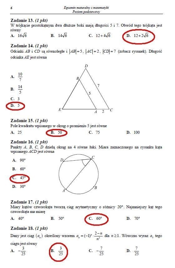 Matura 2012. Matematyka [TESTY, ODPOWIEDZI]