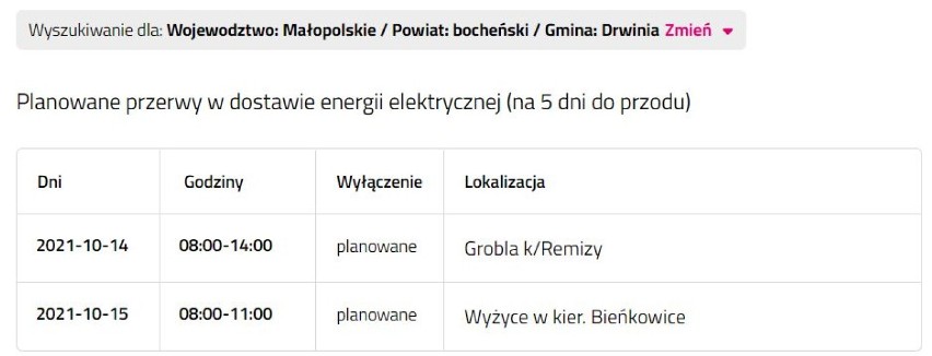 Wyłączenia prądu w powiecie bocheńskim i brzeskim,...