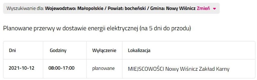 Wyłączenia prądu w powiecie bocheńskim i brzeskim,...