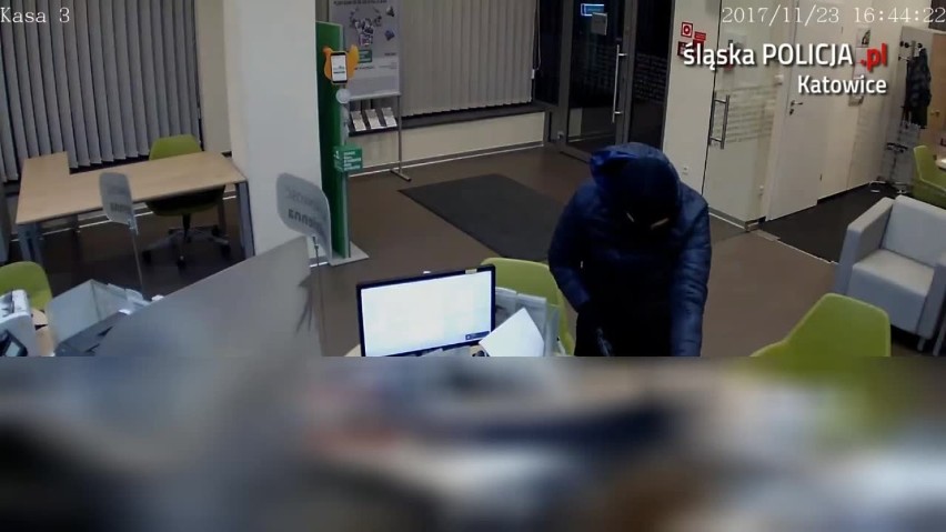 Katowice: Napad na bank przy Chorzowskiej. Rozpoznajesz złodzieja? [WIDEO]
