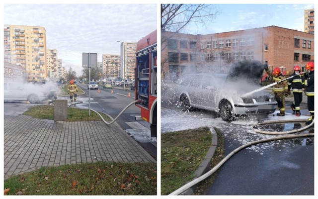 Pożar samochodu na ulicy Kaliskiej we Włocławku