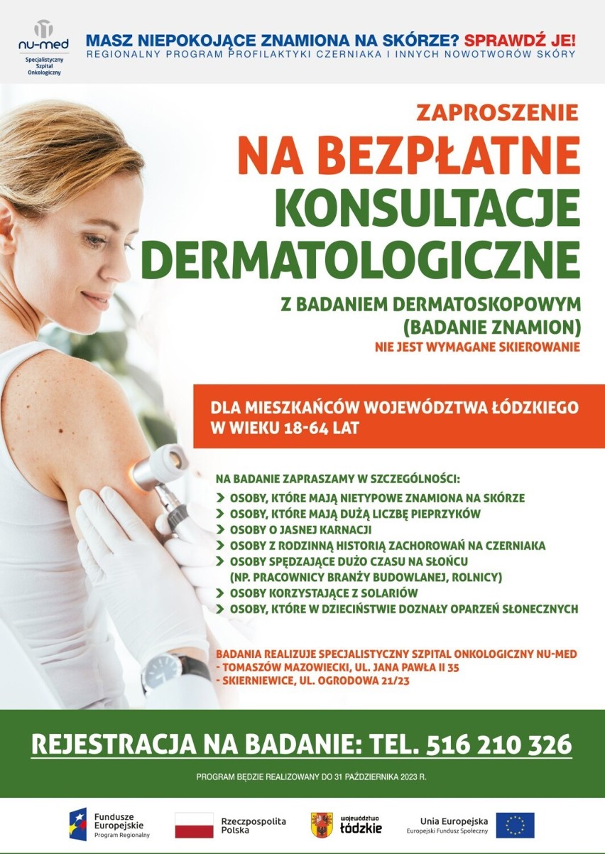 Szpital onkologiczny w Tomaszowie zaprasza na bezpłatne konsultacje dermatologiczne
