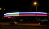 Tauron Arena w kolorach rosyjskiej flagi [ZDJĘCIA]