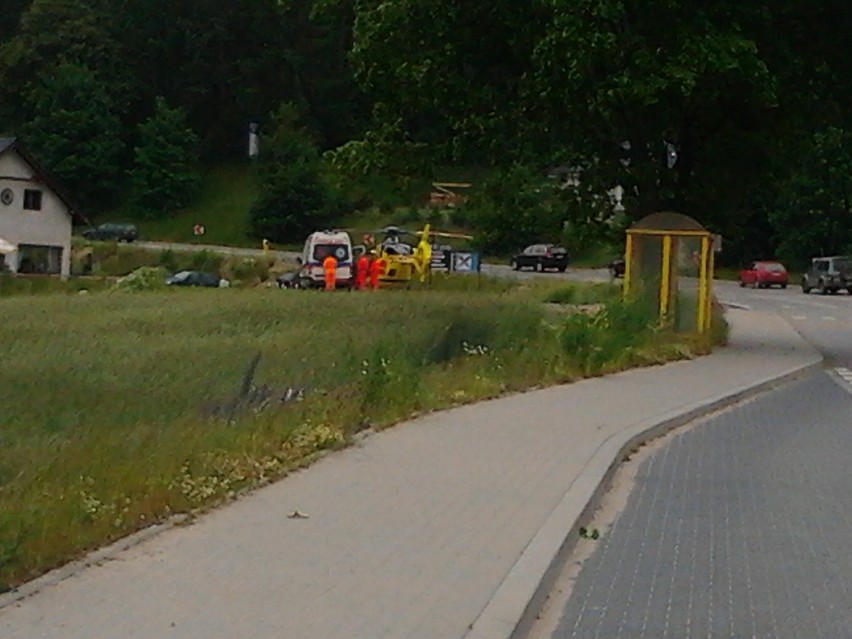 Rowerzysta helikopterem zabrany z trasy Przodkowo- Kobysewo