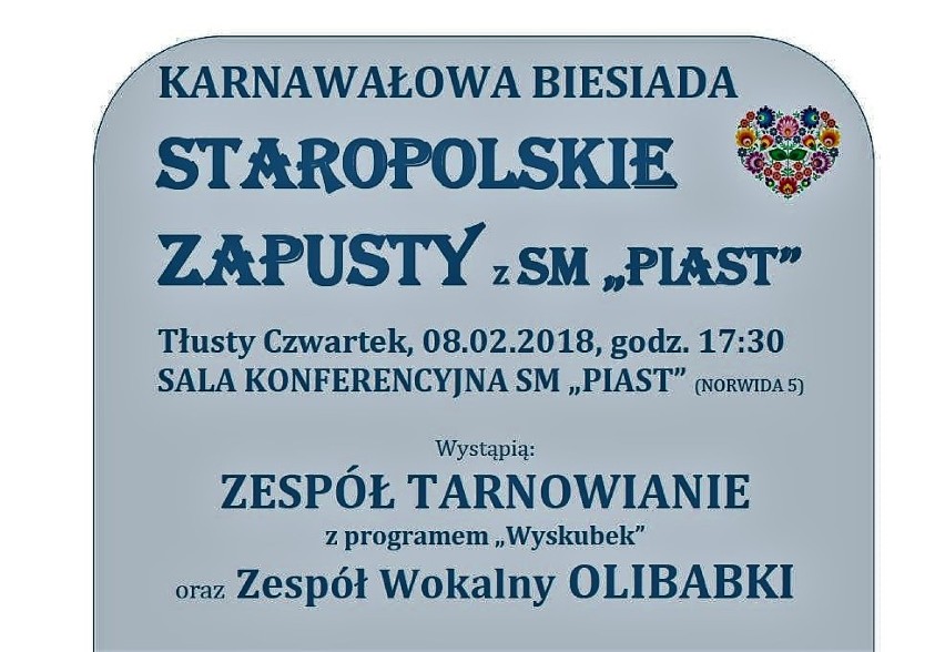 Biesiada karnawałowa "Staropolskie zapusty" z SM Piast w Złotowie