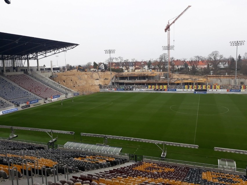 Stadion Pogoni Szczecin - stan 18 kwietnia 2021.