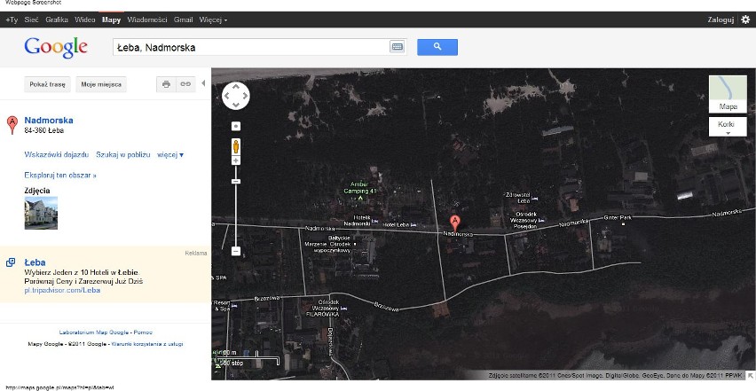 Mapa google po aktualizacji. Swastyka przy ul. Nadmorskiej w...