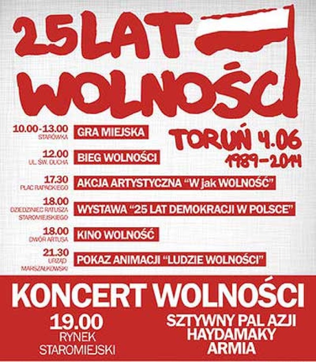 Koncert Wolności na Rynku Staromiejskim w Toruniu