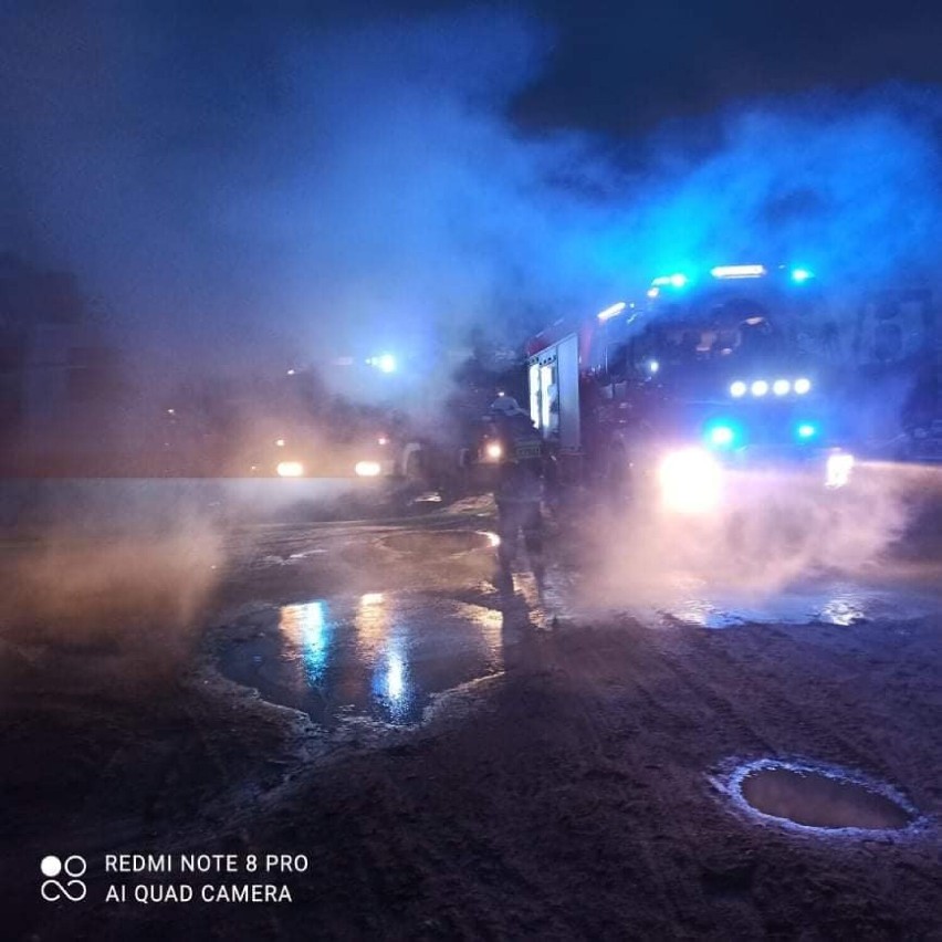 Pożar koparki na terenie ZGKiM w Kleczewie