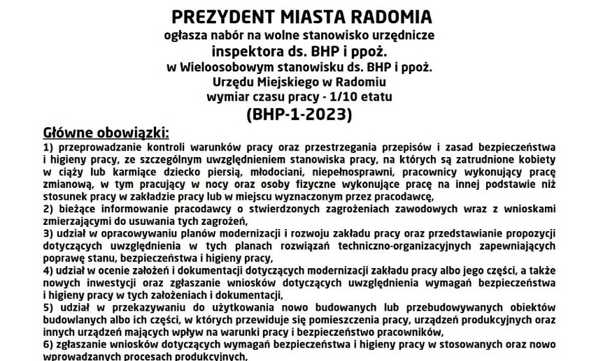 Ofertę pracy zawierającą wymagane dokumenty należy składać w...