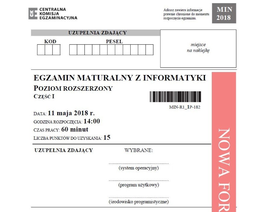 Matura 2018 informatyka poziom rozszerzony. Matura z informatyki - rozszerzenie - 11.05.2018 [arkusze CKE, odpowiedzi]