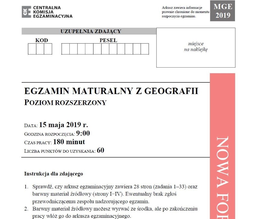 Matura 2019 GEOGRAFIA poziom rozszerzony ODPOWIEDZI I ARKUSZ CKE. Matura z geografii rozszerzenie 15.05.2019 - pytania, odpowiedzi