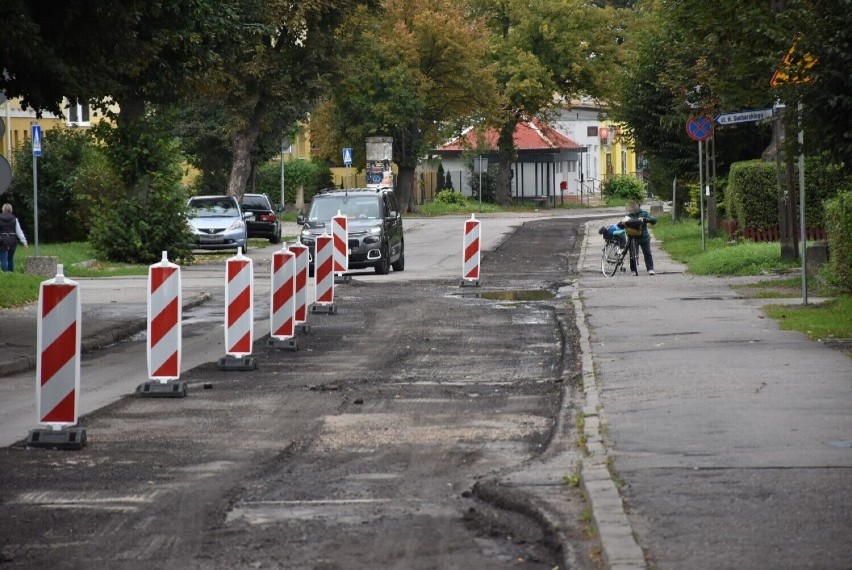Ulica Nowowiejskiego w Malborku w trakcie remontu