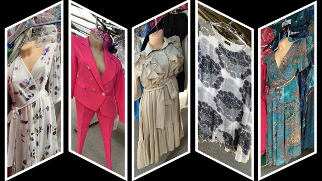 Modne fasony i kolory. Zobacz, jakie sukienki eleganckie komplety damskie można kupić na kieleckich bazarach >>>