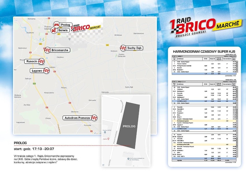 Pruszcz Gdański: 1. Rajd BricoMarche połączony ze zbiórką krwi. Odcinki specjalne dla amatorów i zawodowców [MAPKA]