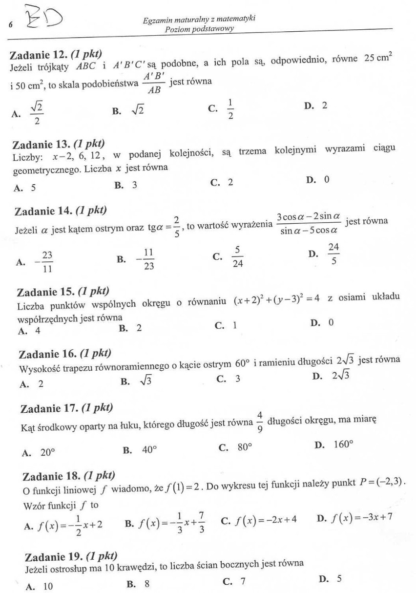 MATURA 2014 MATEMATYKA ARKUSZ