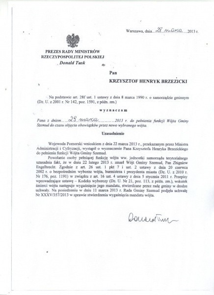 Krzysztof Brzezicki został wójtem komisarycznym gminy Szemud