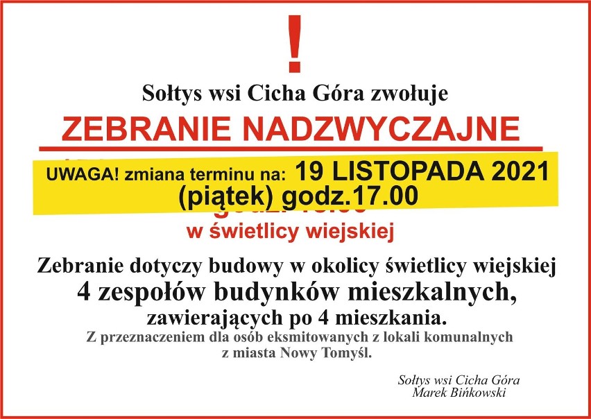 Informacja dot. zwołanego zebrania!