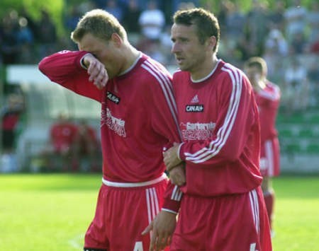 Robert Chudy (z prawej) mający za sobą przeszłość w I lidze odszedł z Górnika 09. Fot. Karina Trojok