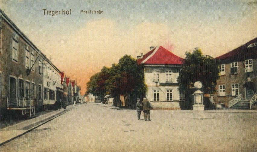 Tiegenhof retro. Marktstrasse główna ulica handlowa w przedwojennym mieście.