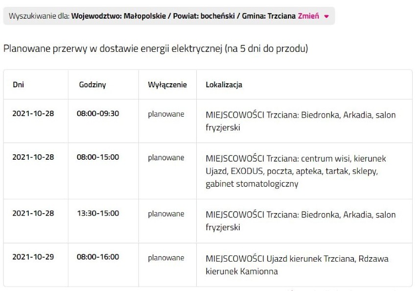 Wyłączenia prądu w powiecie bocheńskim i brzeskim,...