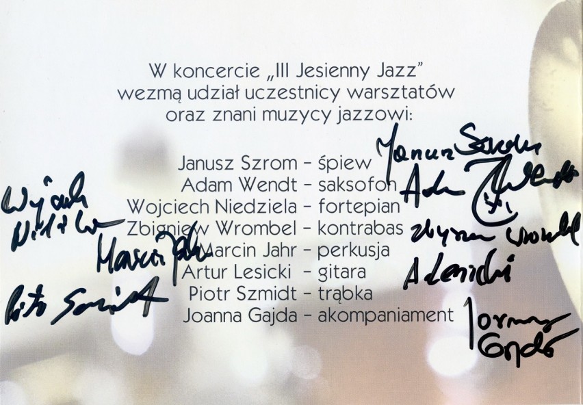 III Jesienny Jazz - koncert finałowy. Galeria 200 zdjęć Tadeusza Surmy
