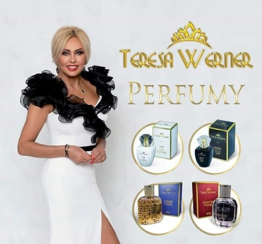 Teresa Werner promuje perfumy sygnowane własną marką.