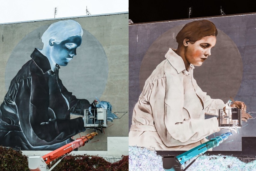 Bydgoska fotografistka na muralu w negatywie zapowiada Vintage Photo Festival 2019