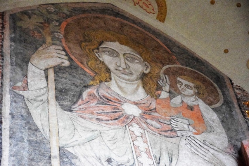 Fresk św. Krzysztofa w kościele franciszkanów