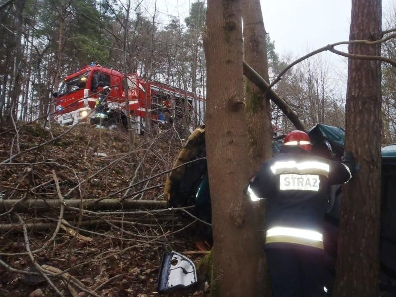 Braniewo. Dwie osoby zginęły w wypadku na drodze wojewódzkiej numer 504 [ZDJĘCIA]