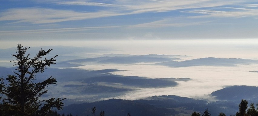 Beskidy. Diablak w jesiennej odsłonie - morze chmur i widok na Tatry [ZDJĘCIA]