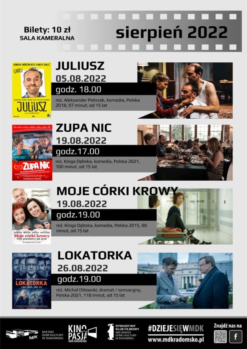 Wakacyjny Dyskusyjny Klub Filmowy w MDK w Radomsku. Repertuar na sierpień 2022
