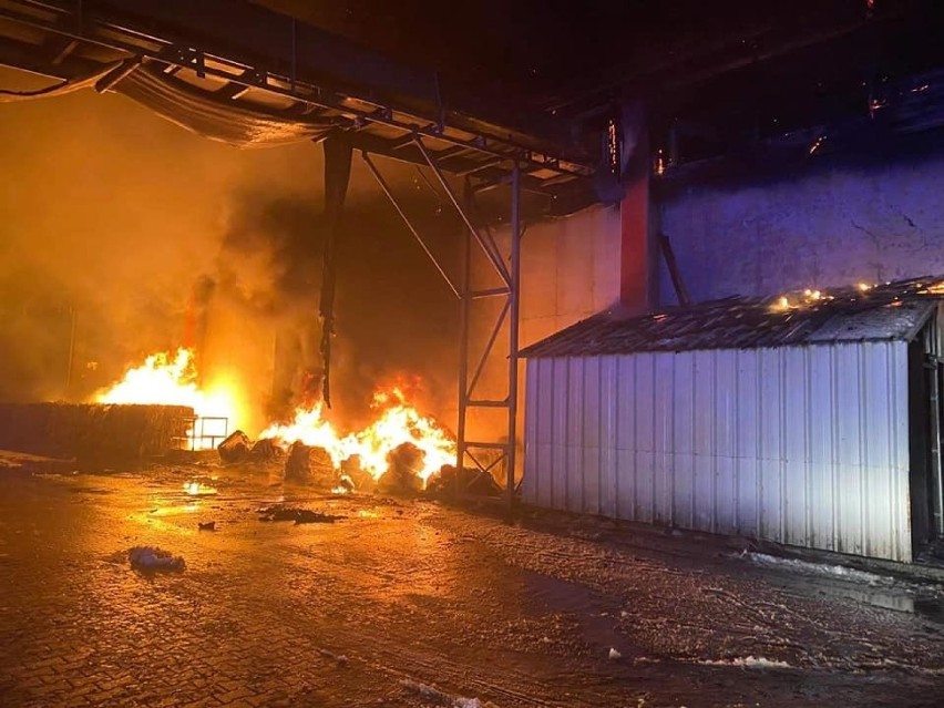 Pożar hali w zakładzie przetwarzania odpadów w Przemyślu. W akcji strażacy z kilku miejscowości [ZDJĘCIA, WIDEO]