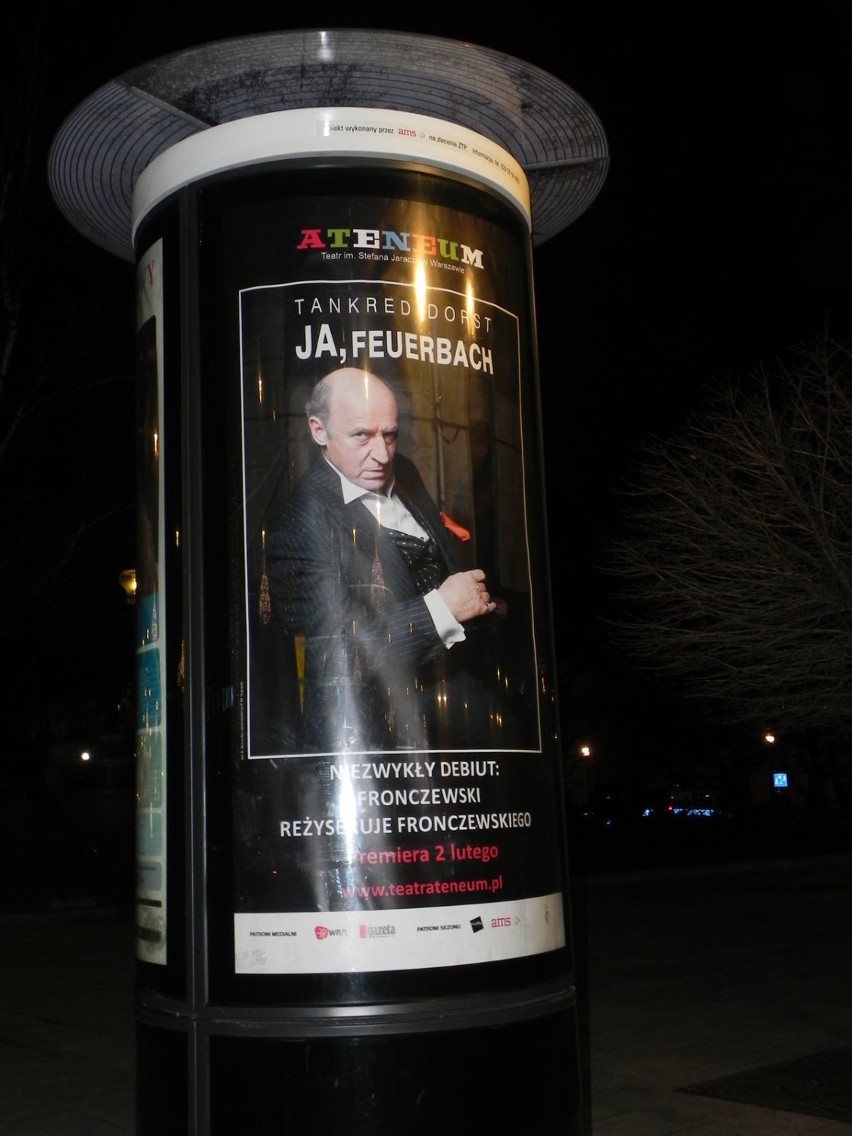 Plakat zapowiadający premierę spektaklu w Teatrze Ateneum.