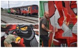 Graffiti na pociągu i to na legalu! To prawdziwa sztuka na torach. Najlepsi grafficiarze pomalowali pociąg na Pleszew Wąsk. Festiwal 2022