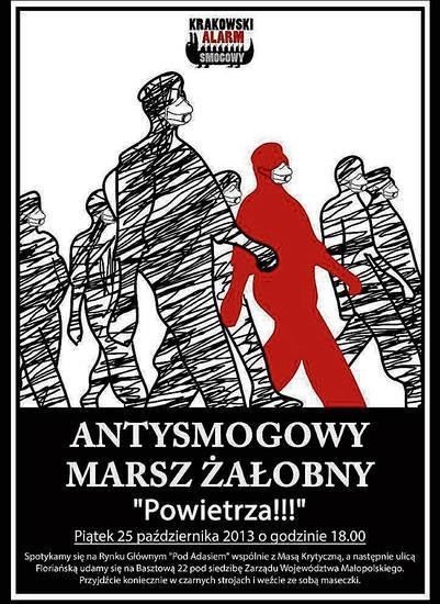 Powietrza! Antysmogowy marsz żałobny w Krakowie