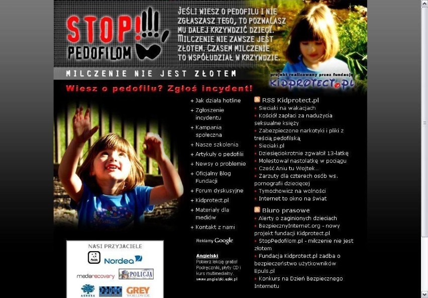 Strona "Stop Pedofilom" prowadzona przez fundacje...