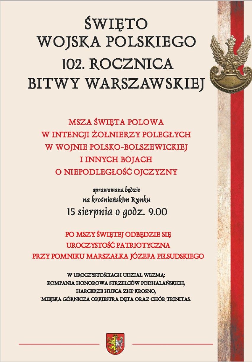 Święto Wojska Polskiego i 102. rocznica Bitwy Warszawskiej na krośnieńskim rynku
